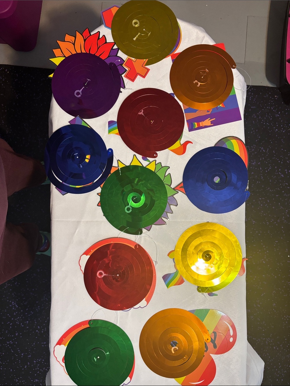 Party Spiral Decorations - Rainbow Metallic Hanging Swirls (Multi-Color)